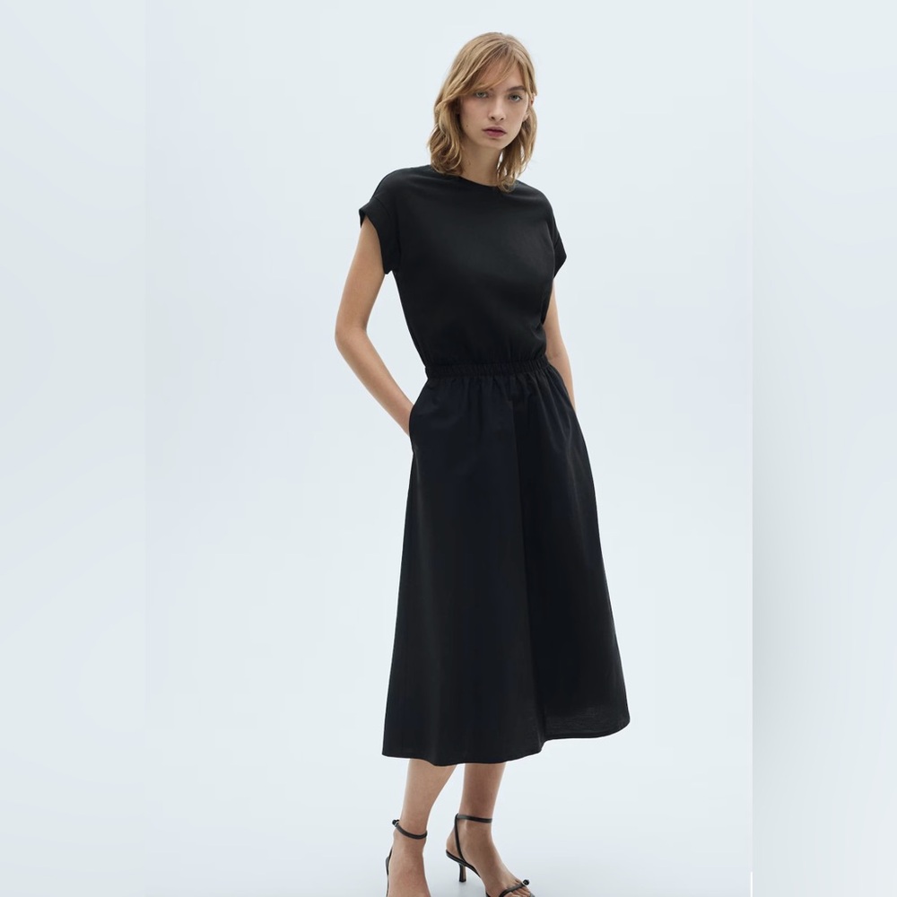 Elegant Black Midi Dress Mango 8 NWT